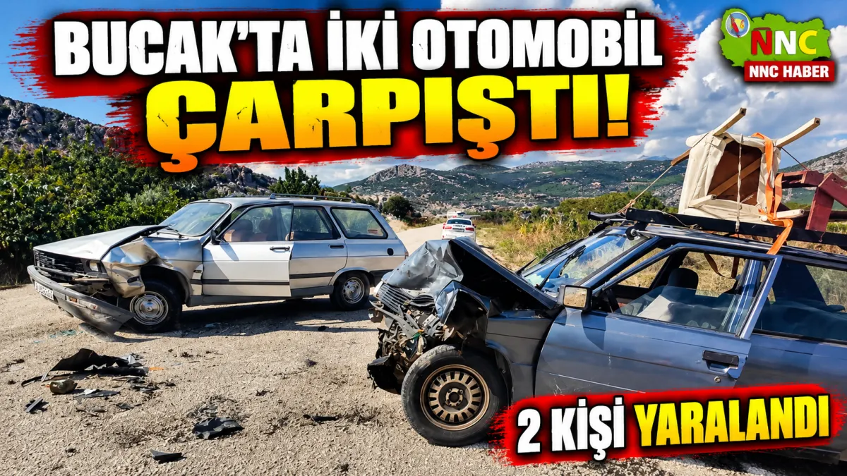 Bucak’ta İki Otomobil Çarpıştı: Araçlar Hurdaya Döndü 2 yaralı 