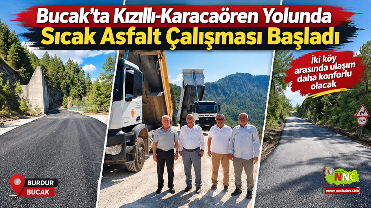 Bucak’ta Kızıllı-Karacaören yolunda sıcak asfalt çalışması başladı