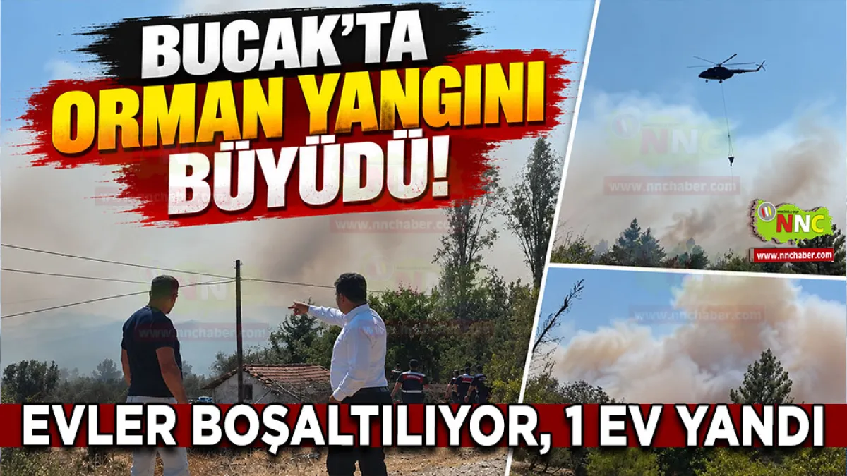 Bucak’ta orman yangını büyüdü! Evler boşaltılıyor, 1 ev yandı