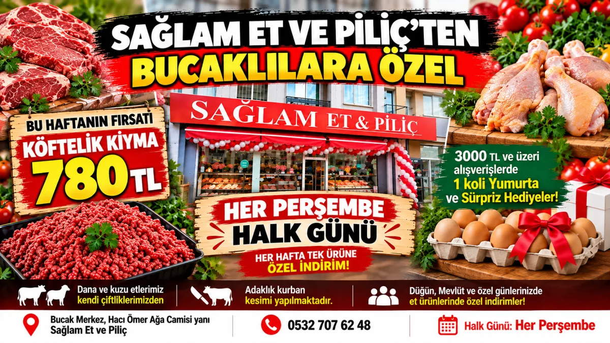 Bucak’ta Perşembe günleri “Halk Günü” Bu Haftanın indirimli ürünü köftelik kıyma 780 TL