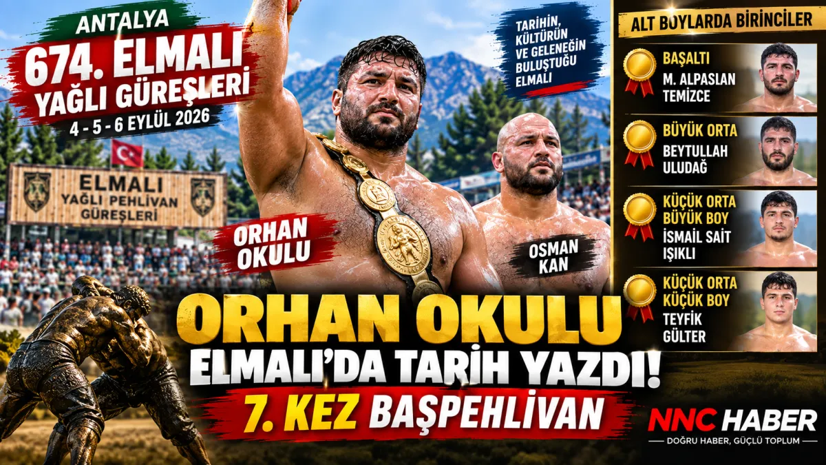 Orhan Okulu Elmalı’da Tarih Yazdı! 674. Elmalı Güreşleri’nde 7. Kez Başpehlivan