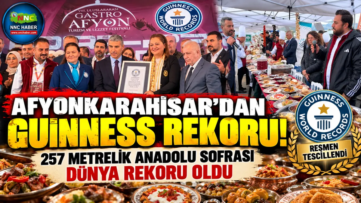 81 İlin Bine Yakın Lezzeti 257 Metrelik Sofrada! Afyonkarahisar Guinness’e Girdi