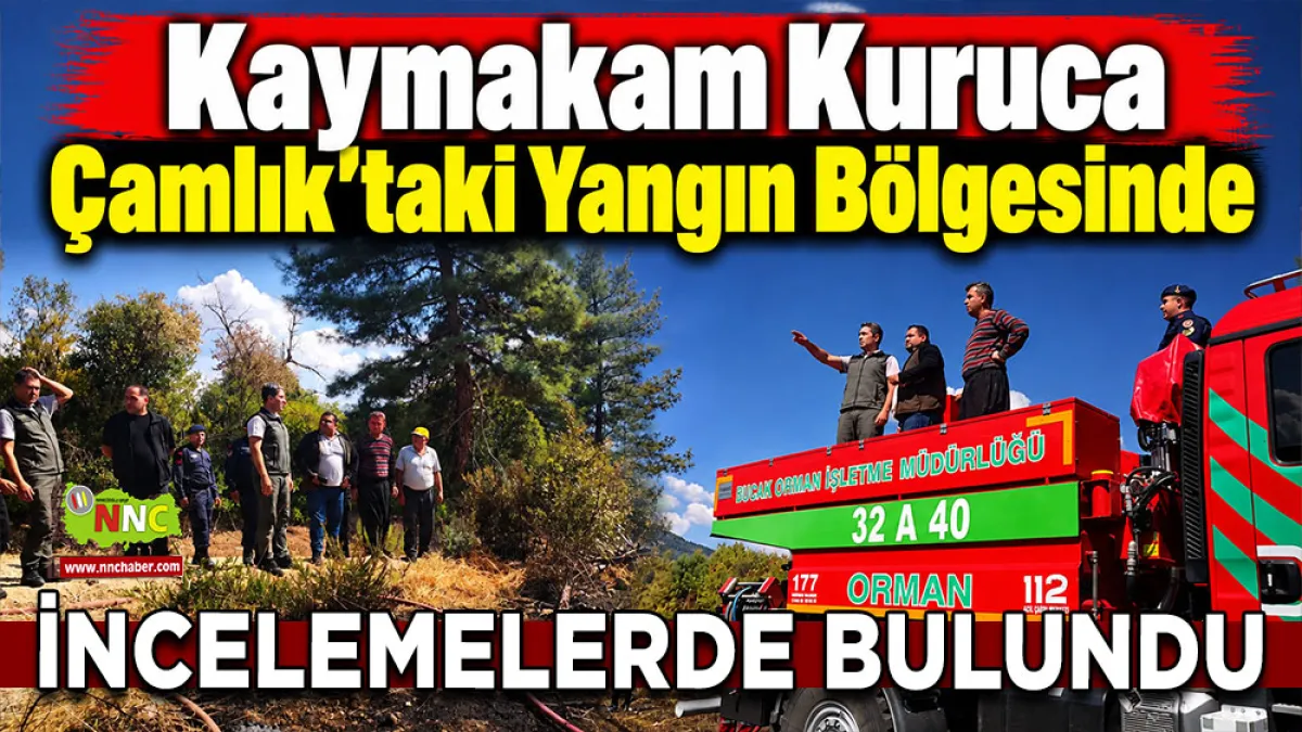 Kaymakam Kuruca Çamlık’taki yangın bölgesinde incelemelerde bulundu