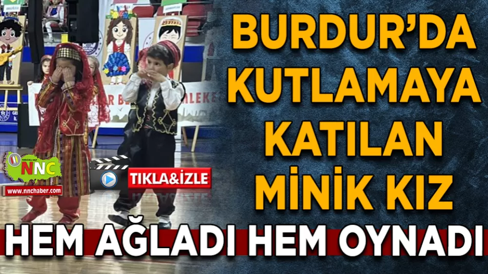 Kutlamaya katılan minik kız hem ağladı hem oynadı